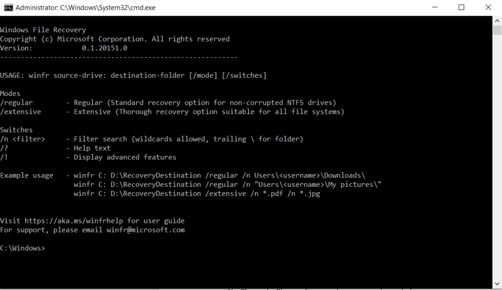 The tool will open Command prompt as shown below